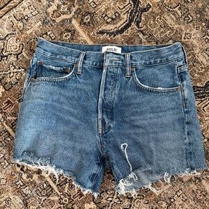 Agolde Distressed Blue Jean Shorts - Parker Long